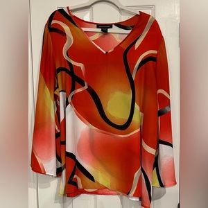 Ashley Stewart Printed Blouse Bell Sleeves Size 18/20